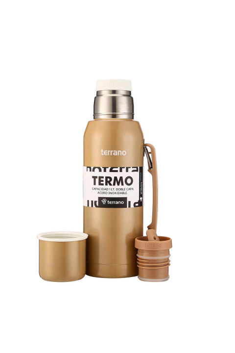 TERMO PREMIUM DE 1LT TERRANO CON MANIJA DORADO