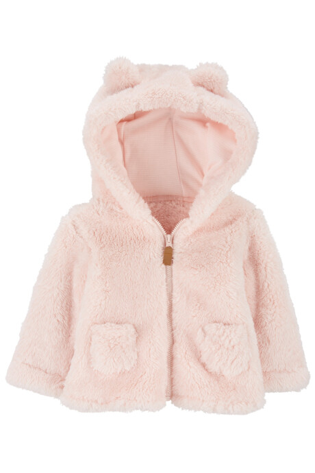 Campera de sherpa, con capucha, rosado Campera de sherpa, con capucha, rosado
