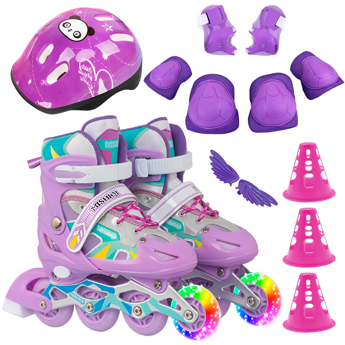 Set Rollers Aluminio + Casco + 6 Protecciones + Bolso - Violeta 