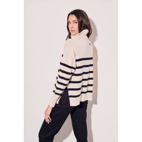 Polera Rayada Beige Melange