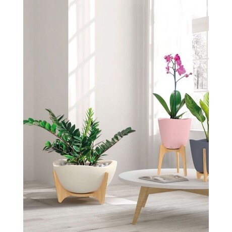 Maceta con base de madera Floridis Tryas 20x38cm Blanca