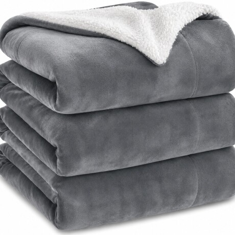Frazada Manta Polar con Corderito 2 Plazas 200x230cm Gris