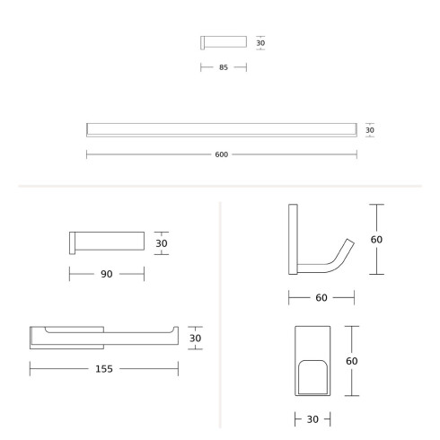 SET ACCESORIO BAÑO TOALLERO Y PERCHA LINEA BRILLO CROMO CROMO