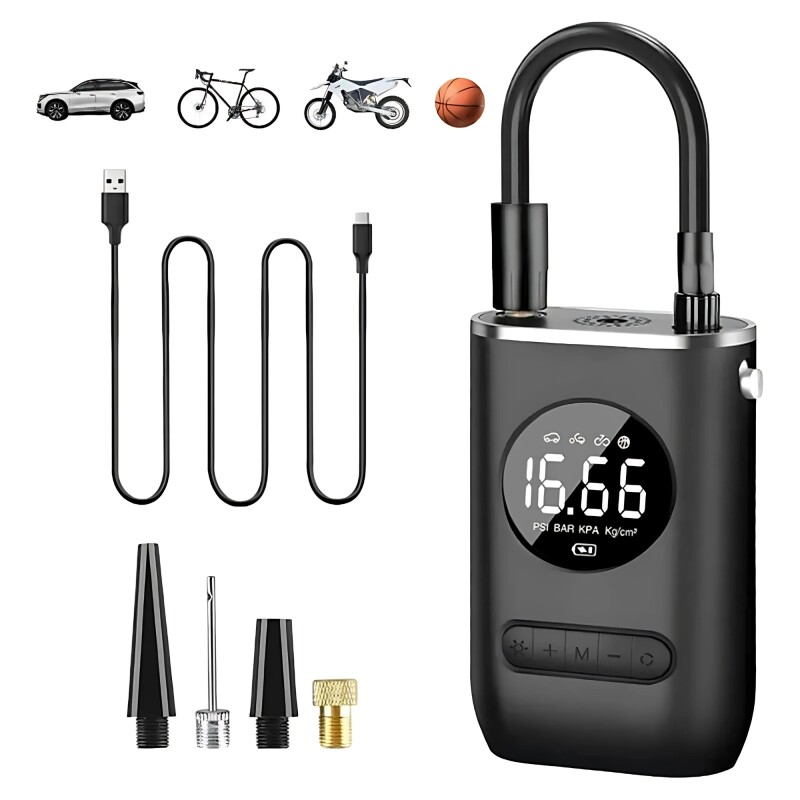 Inflador Compresor Portátil Digital Recargable USB Inflador Compresor Portátil Digital Recargable USB