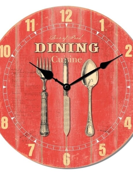 RELOJ DE PARED MDF D28.8X3.5CM CUBIERTOS DINING RELOJ DE PARED MDF D28.8X3.5CM CUBIERTOS DINING