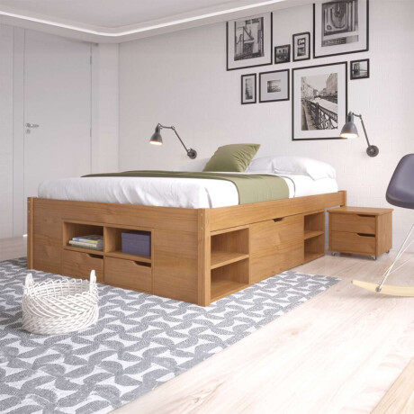 Cama 2 plazas con Cajones Charme Linea Funcional Amendoa