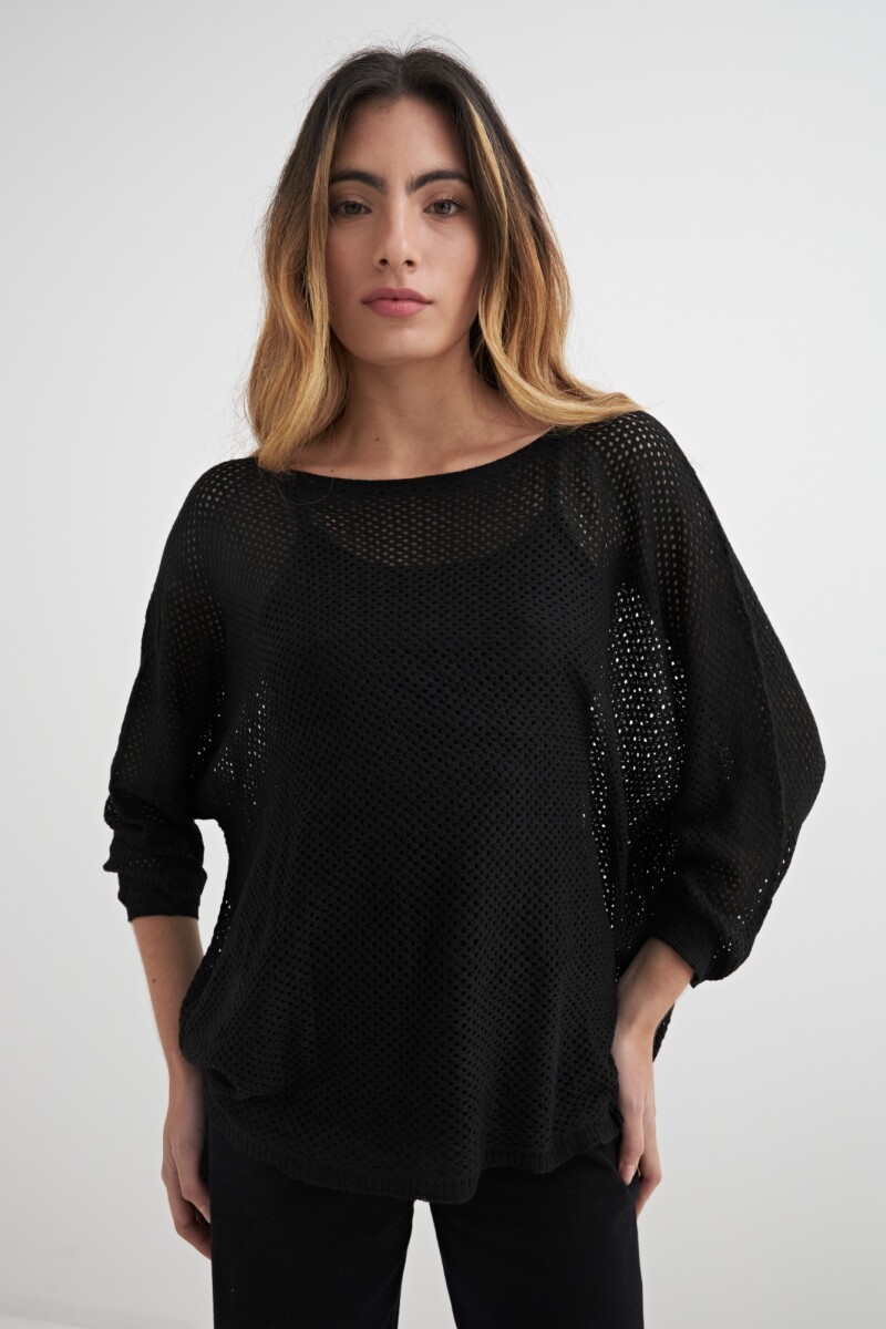Sweater calado - Negro 