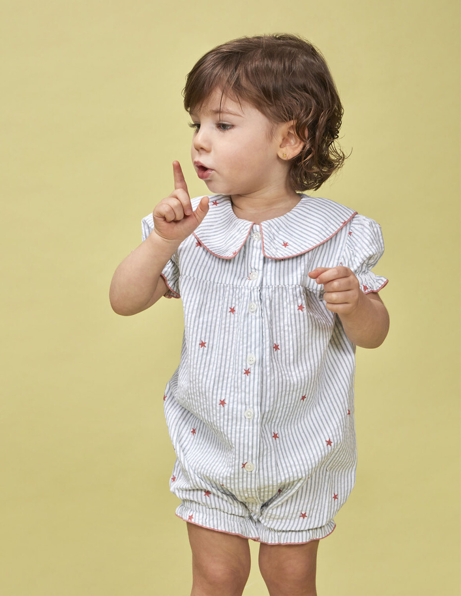 Pijama Rayas Con Estrellas - Blanco 