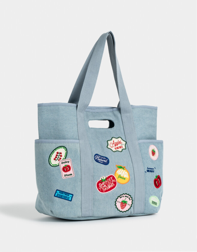 Shopper Cartera Shopper Bordada - Azul Celeste