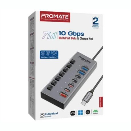 PROMATE GEGAHUB-10G Hub 7 En 1 USB-C A USB-A/USB-C 20W PROMATE GEGAHUB-10G Hub 7 En 1 USB-C A USB-A/USB-C 20W