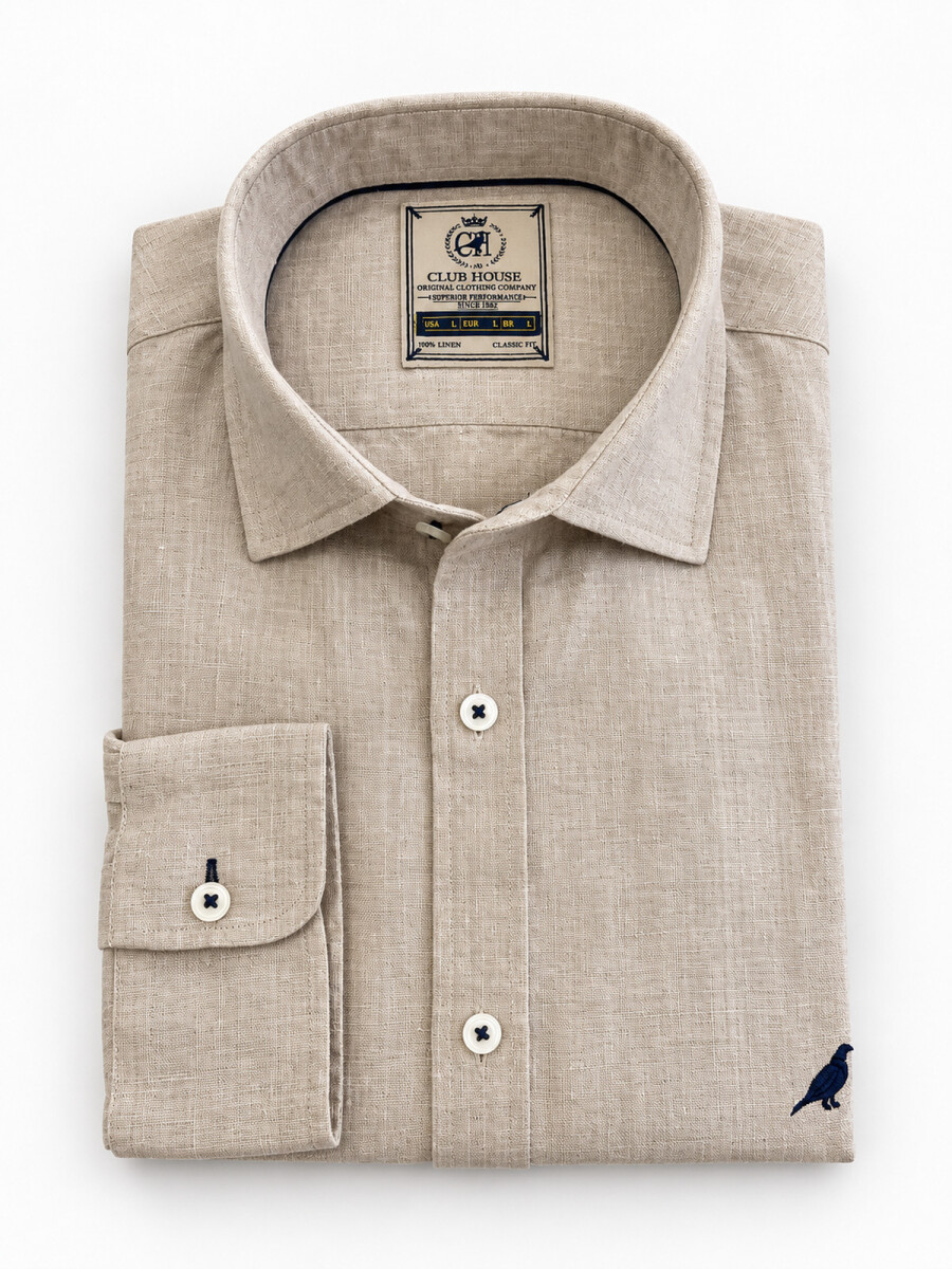 Camisa lino Short Collar - Sand 