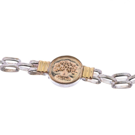 Pulsera de plata 925 y double en oro 18 ktes, ÁRBOL DE LA VIDA Pulsera de plata 925 y double en oro 18 ktes, ÁRBOL DE LA VIDA
