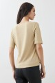 Remera lurex escote V beige