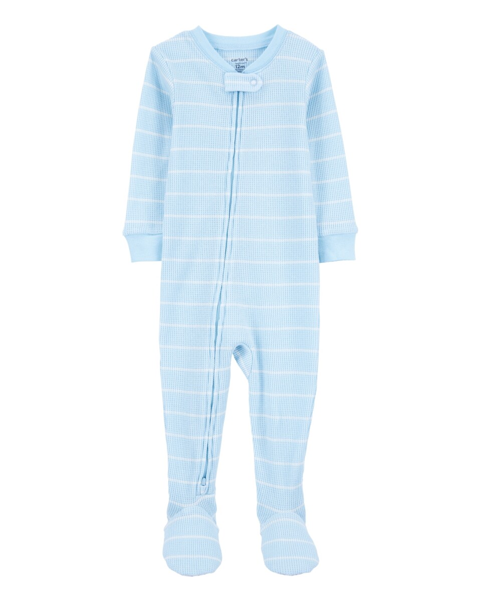 Pijama térmico una pieza de algodón, con pie, celeste 