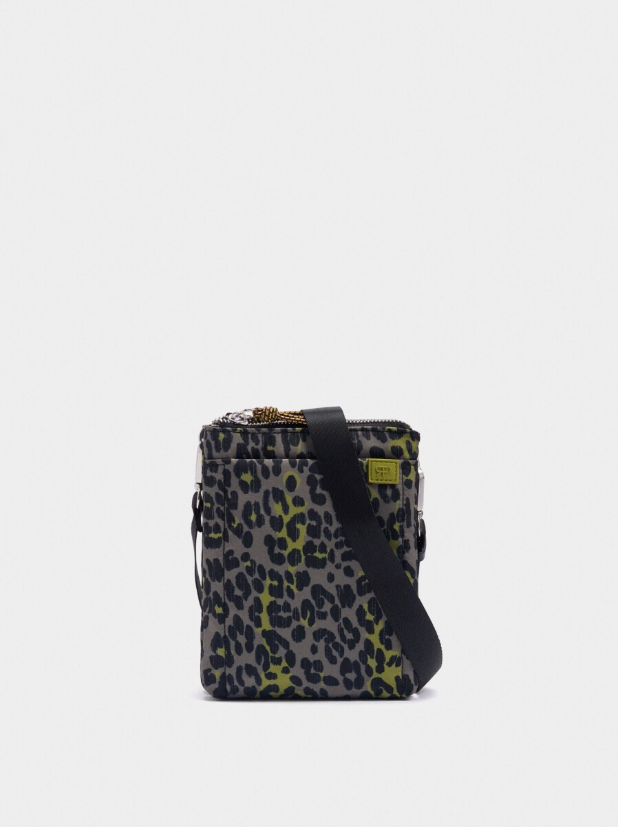 Bolso Bandolera Estampado Leopardo De Nylon - multicolor 