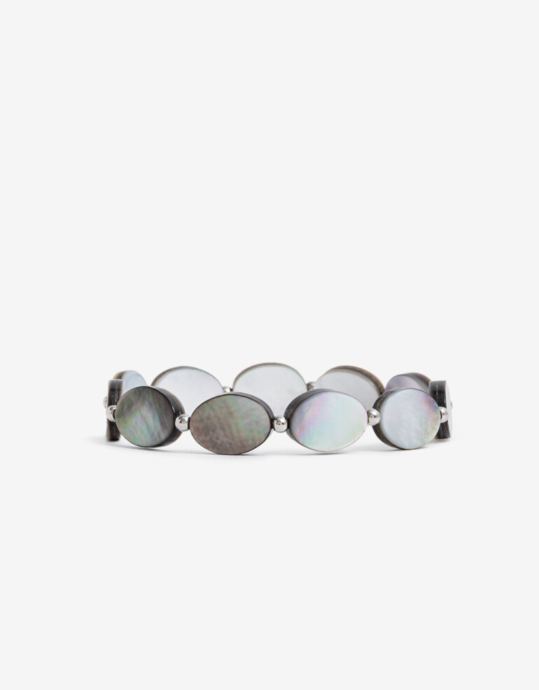 Pulseras Elásticas Perlas Pulsera Nácar. - Plateado Rodio