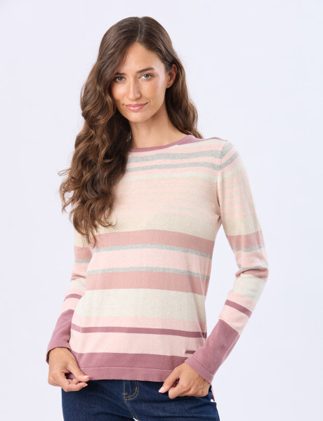 BUZO TEJIDO RAYADO Rosado