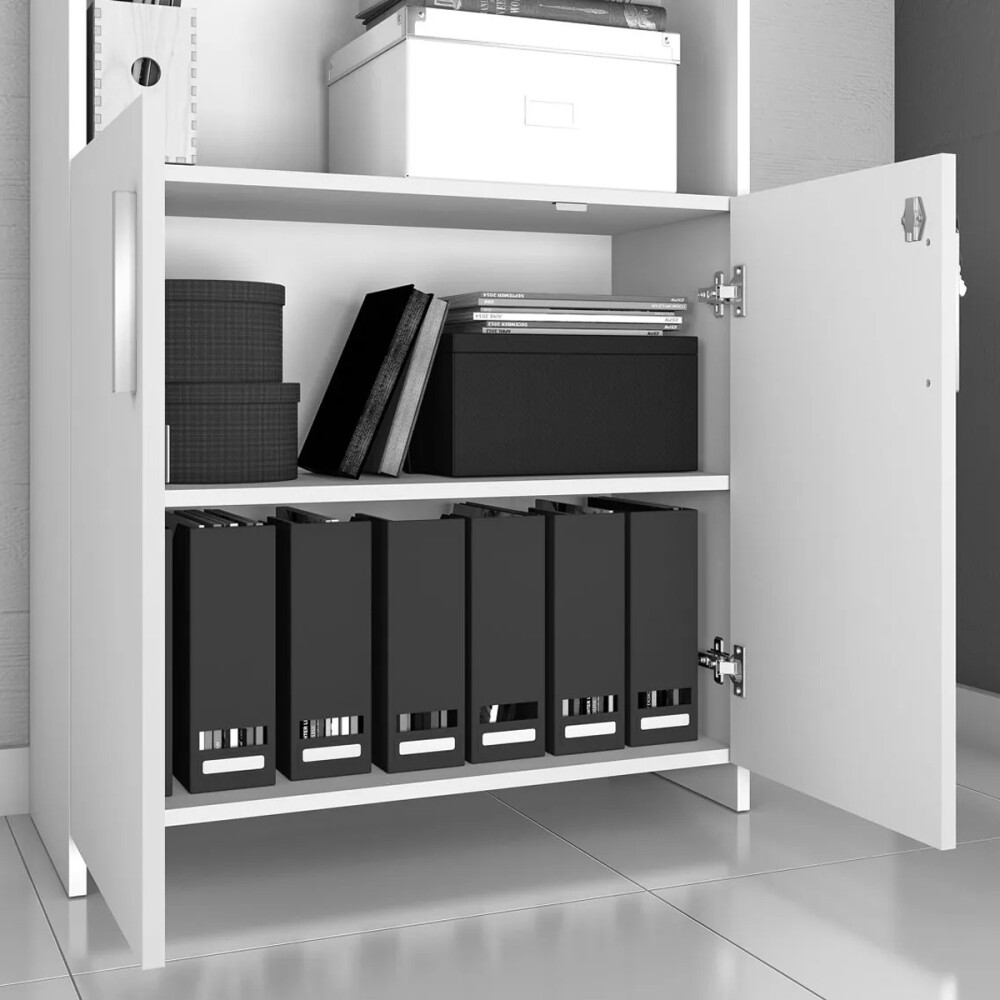 Biblioteca con llave / Dos puertas y estantes BLANCO