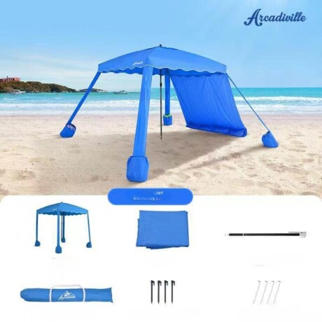 Gazebo Sombrilla cuadrado playa 4 patas Azul