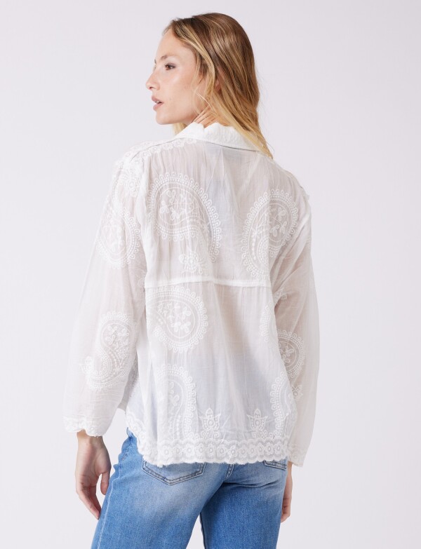 Camisa Algodon Broderie BLANCO