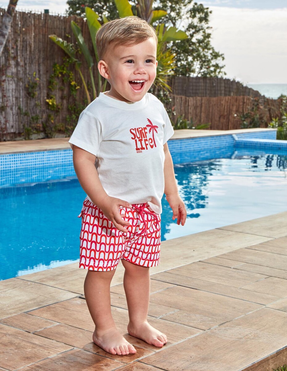 Bañador Estampado Ondas - Blanco 
