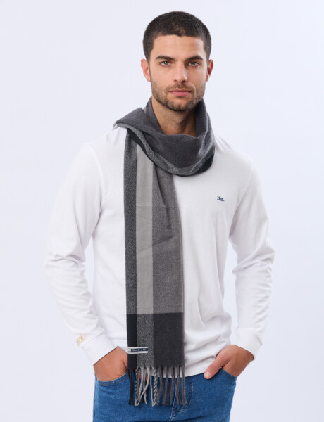 BUFANDA TEJIDA A CUADROS Gris