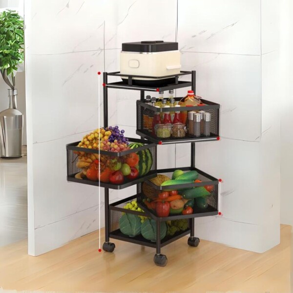 Carro Organizador con Ruedas y 4 Estantes Multiuso cocina baño Imback Color Negro Carro Organizador con Ruedas y 4 Estantes Multiuso cocina baño Imback Color Negro