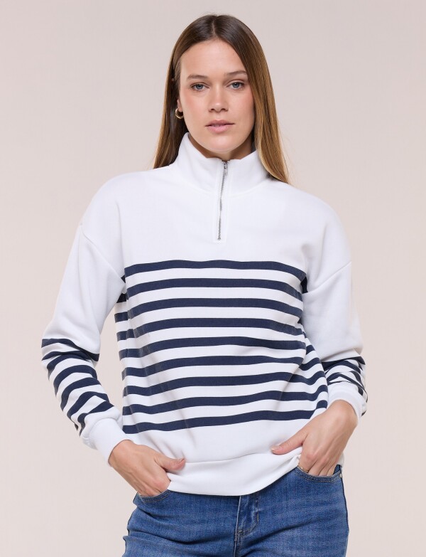 Buzo Zip Lineas BLANCO/AZUL