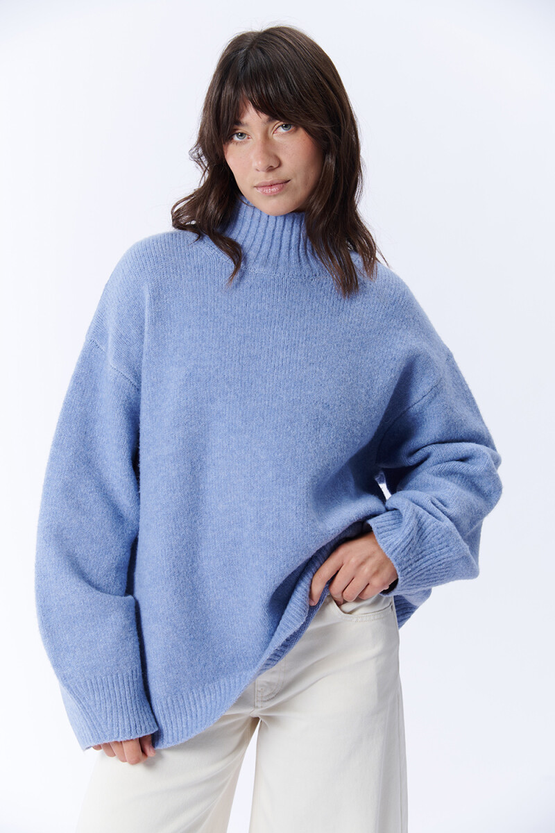 Polera de punto cuello tortuga - Celeste Jean 