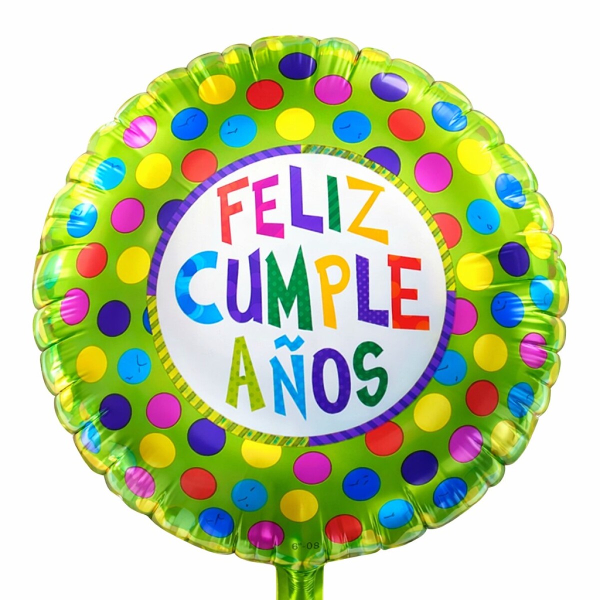 Globo Metalizado Mini Feliz cumpleaños, verde con lunares 