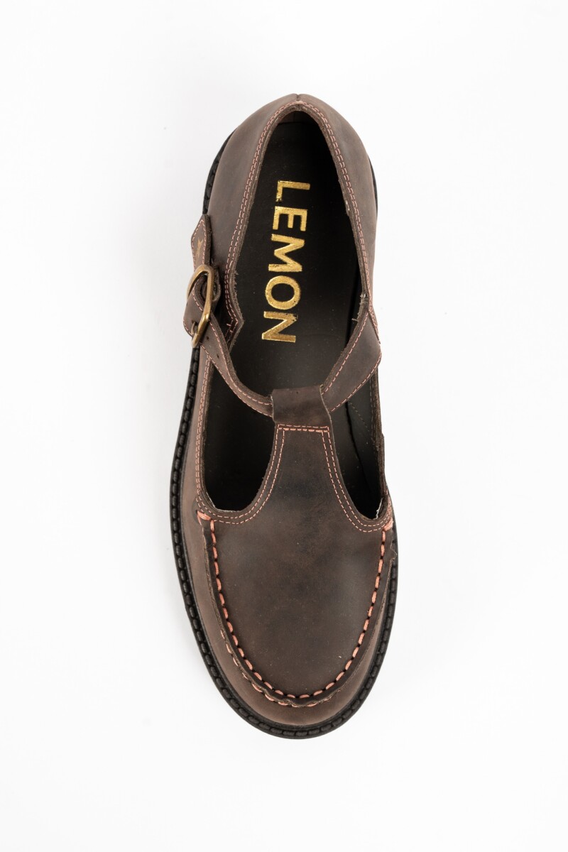 Zapato Guillermina Cuero Chocolate