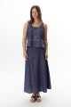 FALDA LINO RAYA AZUL