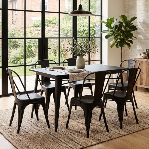 Juego de comedor 4 sillas Tolix 120 Negro