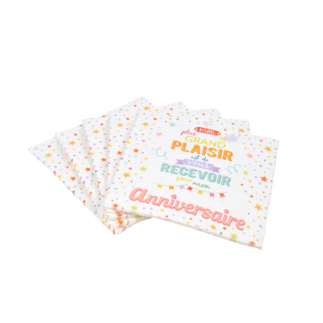 SET 20 SERVILLETAS PAPEL MULTICOLOR BIRTHDAY