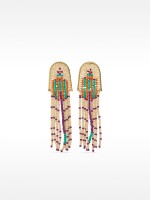 Pendientes Largos Étnicos Con Abalorios multicolor