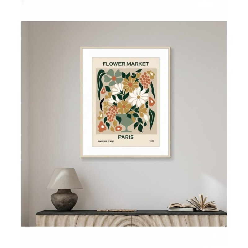 Cuadro Flower Market Paris con Marco 40 x 50 cm CUADRO 40X50CM MARCO FLOWER MARKET PARIS