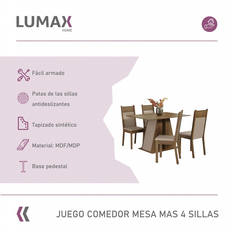 Juego de Comedor Mesa de Madera Tapa 4 Sillas Rustico Juego de Comedor Mesa de Madera Tapa 4 Sillas Rustico