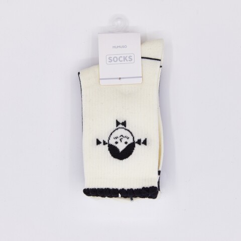 CALCETINES DEPORTIVOS DE DIBUJOS ANIMADOS PARA MUJER (2 PARES/BLANCO Y NEGRO) CALCETINES DEPORTIVOS DE DIBUJOS ANIMADOS PARA MUJER (2 PARES/BLANCO Y NEGRO)