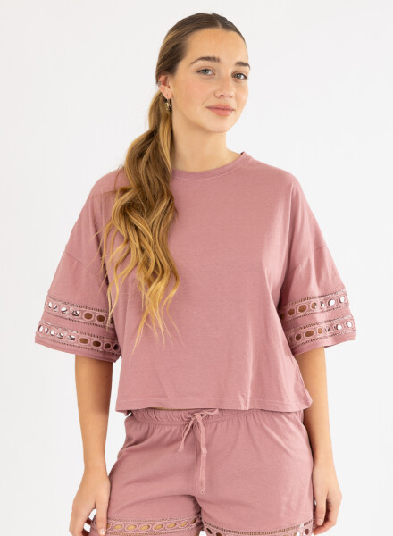 Cotton lace pj Marron