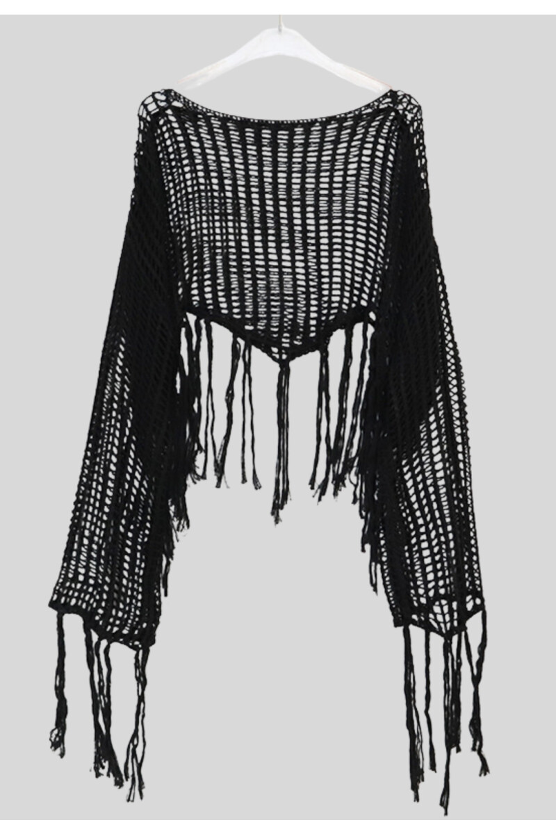 TOP CORTO MANGA LARGA NEGRO