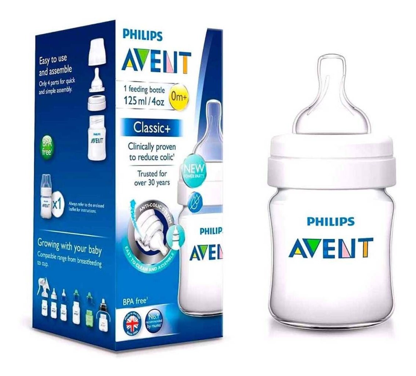 Mamadera Avent Classic Azul 125 Ml. 