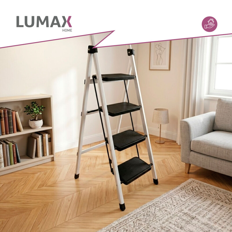 Escalera Tijera 4 Escalones De metal/plastico Negro/Blanco
