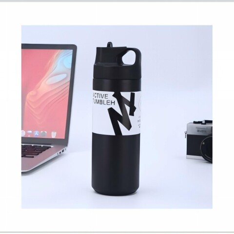 TERMO CON PAJILLA Y BOTELLA INCORPORADA 550 ML (NEGRO) TERMO CON PAJILLA Y BOTELLA INCORPORADA 550 ML (NEGRO)