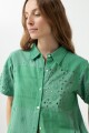 Camisa patchwork de broderie verde