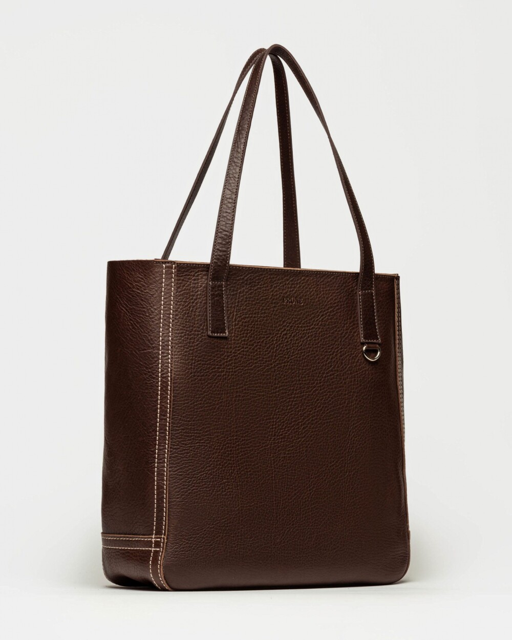 Shopper Vera en cuero vegetal liso Chocolate Niquel