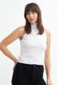 Top de punto sin manga cuello halter BLANCO