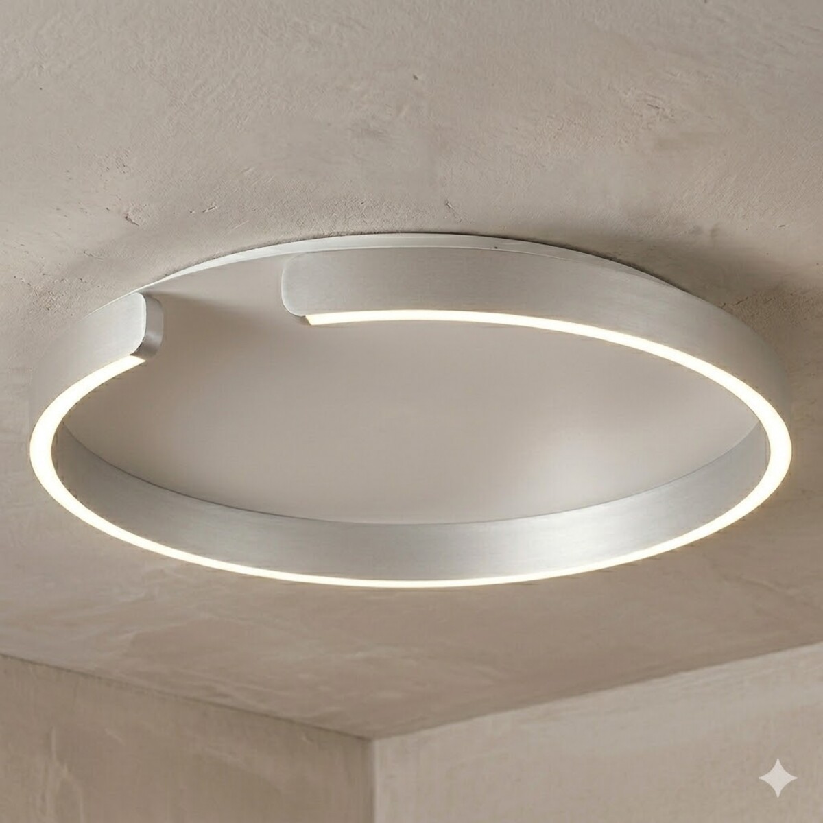 Plafón LED, Diseño anillo cortado, Dimerizable 40W 60CM - PLATA 