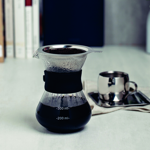 Cafetera con colador en vidrio y acero inox. -TRAMONTINA TF6628