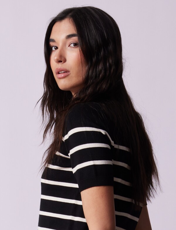 Buzo Lineas NEGRO/BEIGE