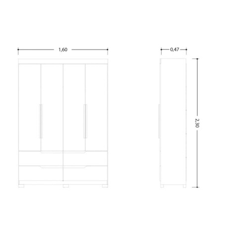 Ropero 4 puertas 4 cajones Doble Beage